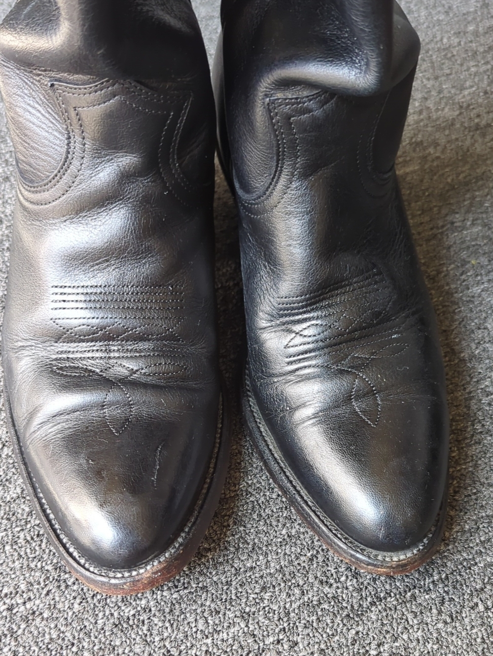 Frye Black Leather Cowboy Boots with Natural Leather Lining - Picture 3 of 11